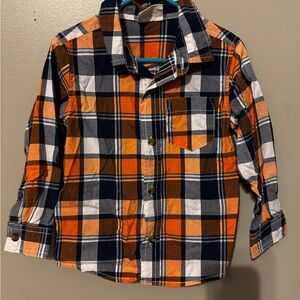 Crazy 8 Orange and Navy Plaid Kids Shirt